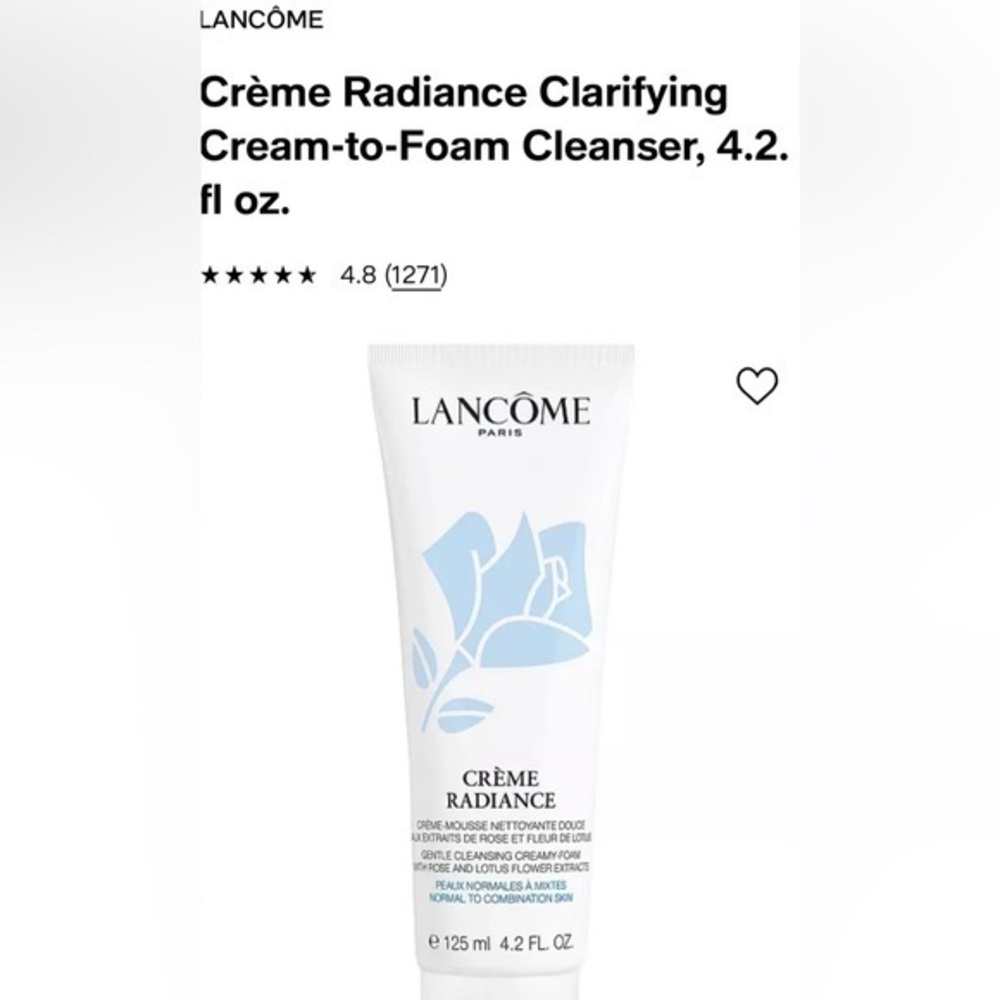 From the counter: Lancôme Crème Radiance Face Wash 4.2oz